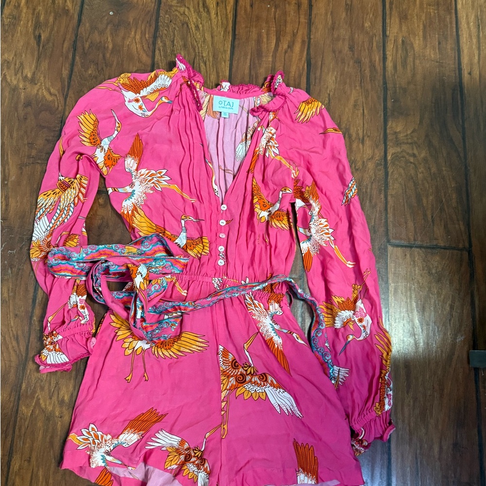 TAJ by Sabrina Crippa Pink and Orange Floral Romper